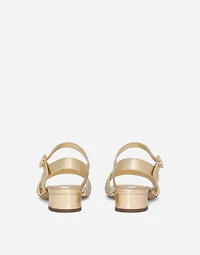 Foiled nappa leather sandals with fusible-rhinestones