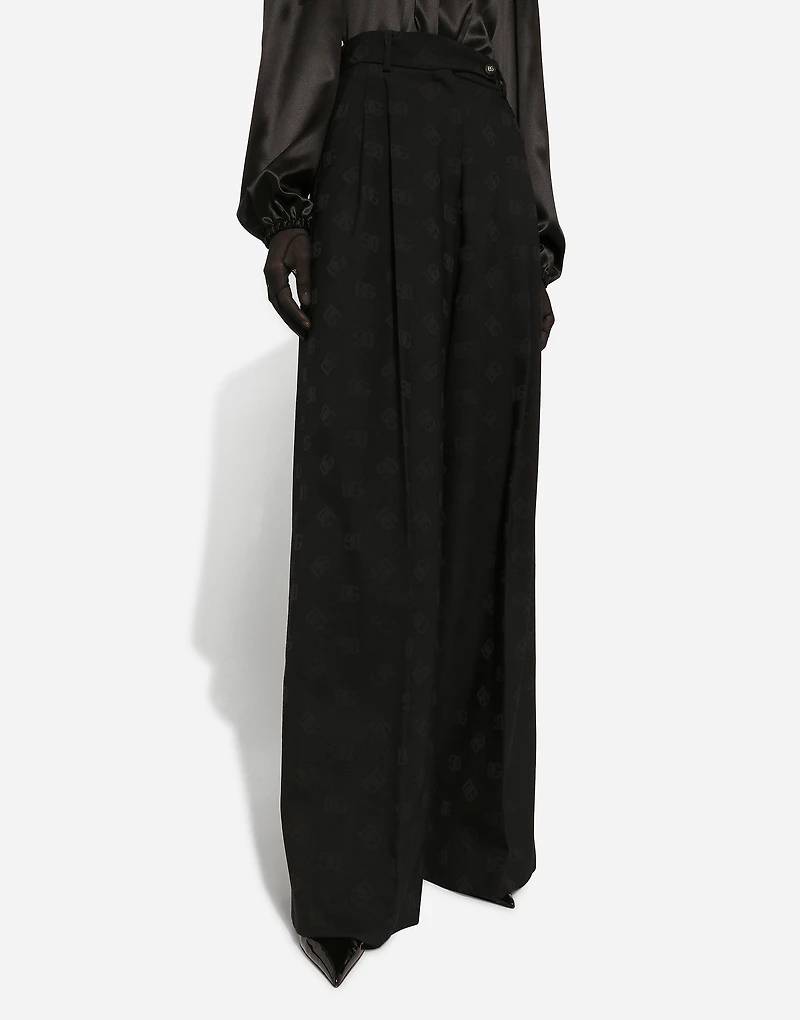 Flared wool jacquard pants with DG logo