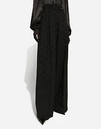 Flared wool jacquard pants with DG logo