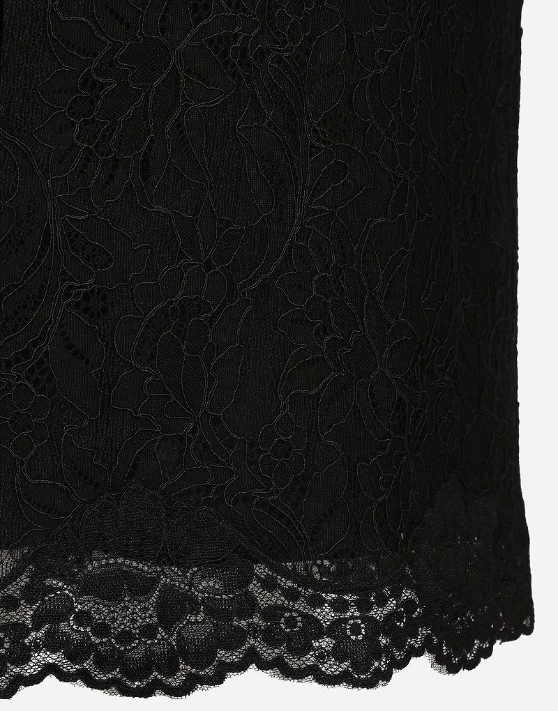 Lace calf-length slip dress: