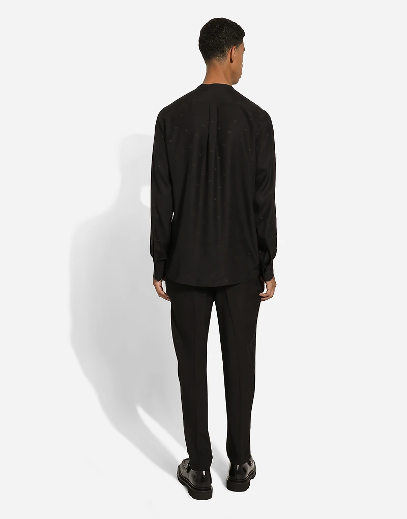 Silk Martini-fit shirt with plastron