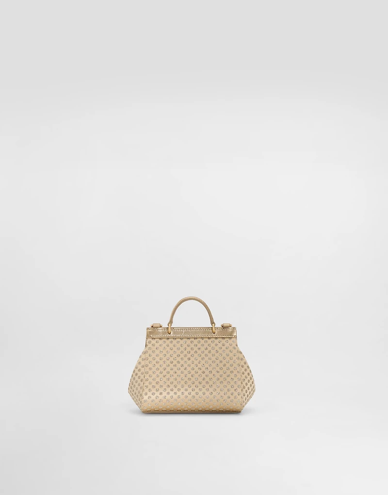 Satin Sicily crossbody bag with glittery polka-dots and rhinestones