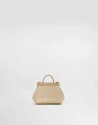 Satin Sicily crossbody bag with glittery polka-dots and rhinestones