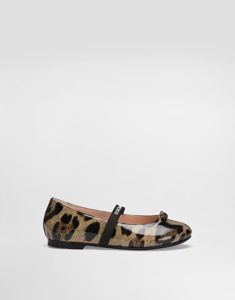 Ballet flats printed shiny calfskin