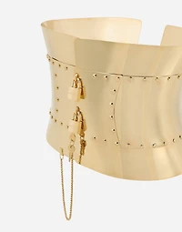 Rigid wide corset belt with padlocks