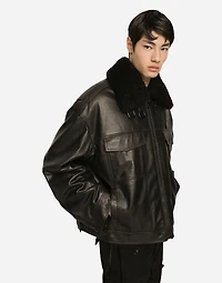 Bullskin jacket with shearling details
