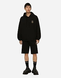 Cotton jersey hoodie with embroidery