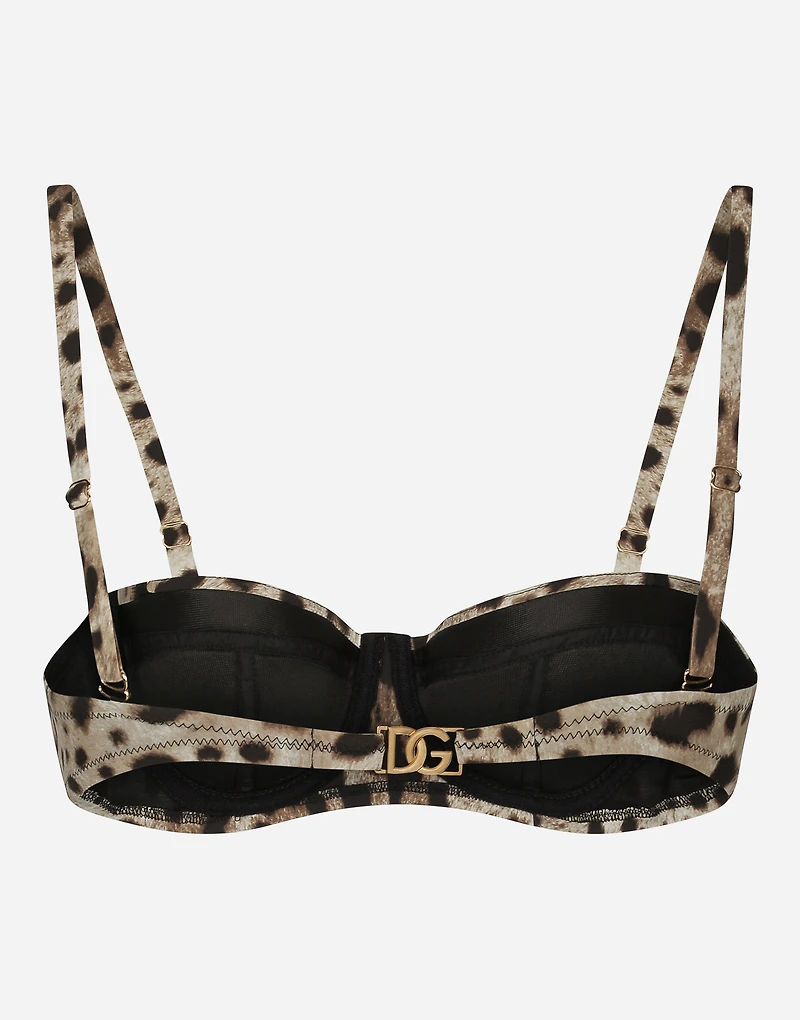 Leopard-print balconette bikini top