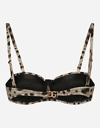 Leopard-print balconette bikini top