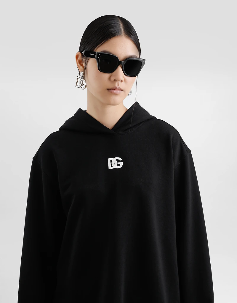 Jersey hoodie with DG embroidery