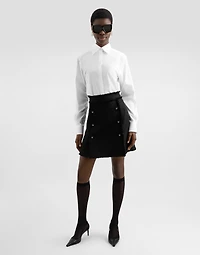 Short raschel tweed skirt with decorative DG logo buttons