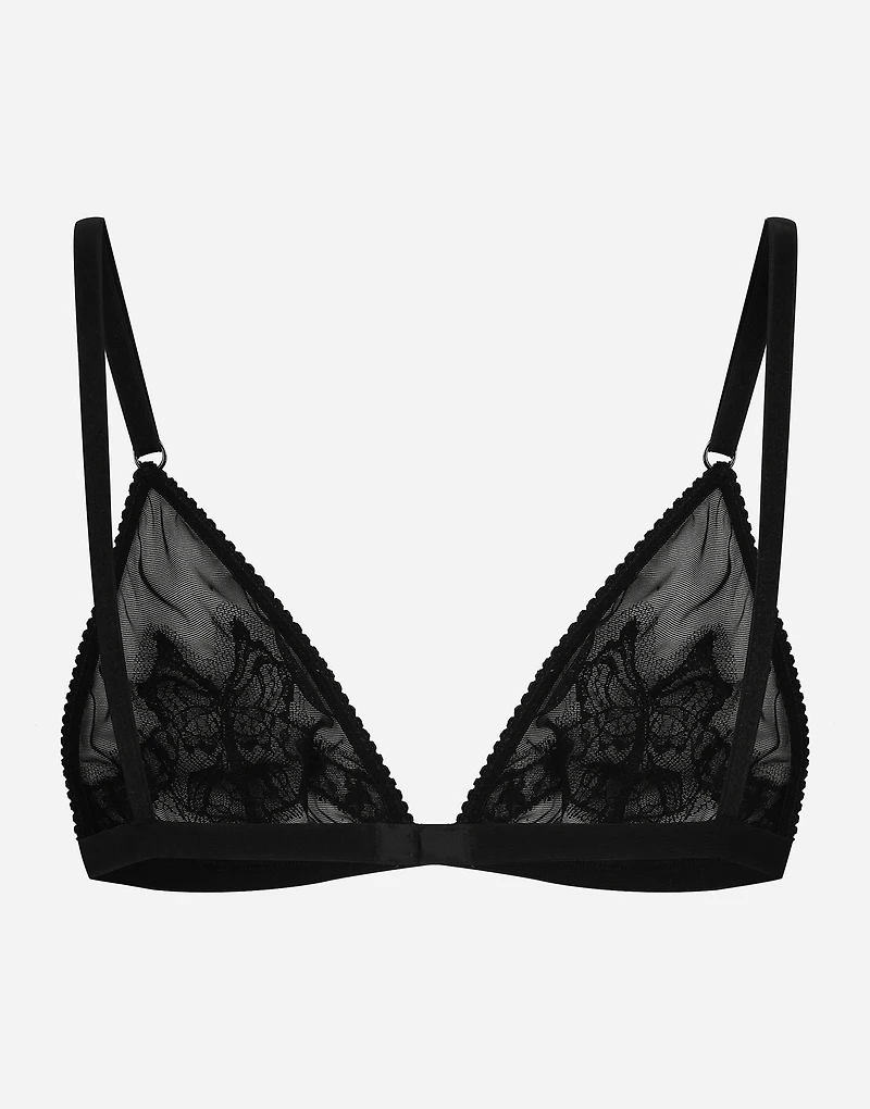Lace and tulle soft-cup triangle bra