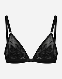 Lace and tulle soft-cup triangle bra