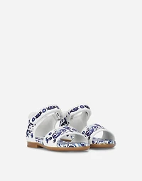 Nappa leather sandals with majolica print