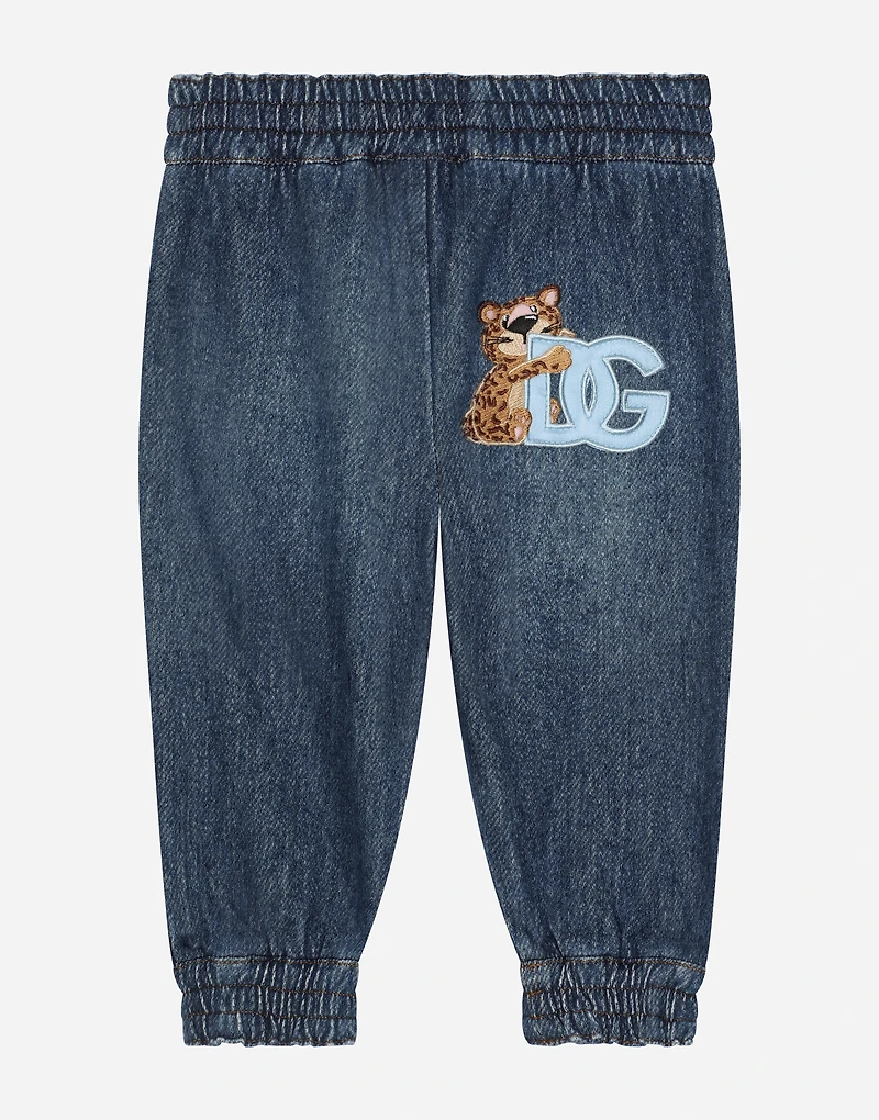 Jersey denim jogging pants with DG logo
