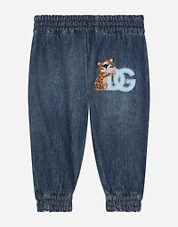 Jersey denim jogging pants with DG logo