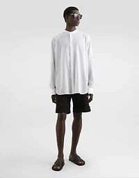 Cotton canvas mandarin shirt