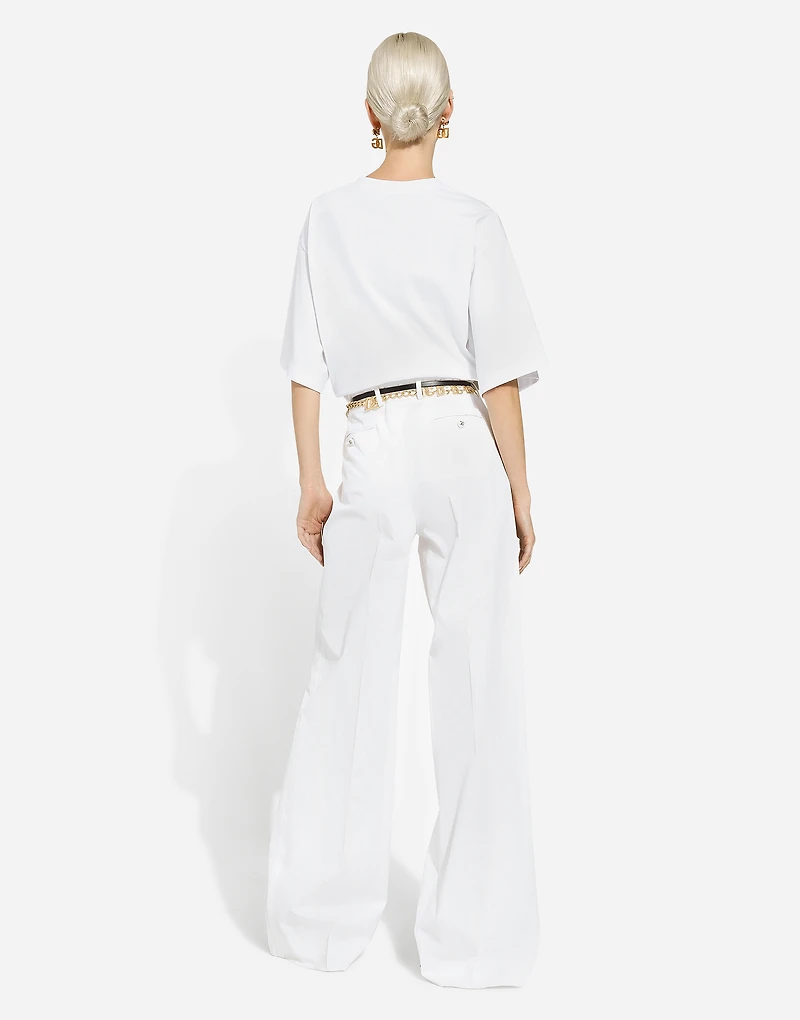 Flared cotton gabardine pants