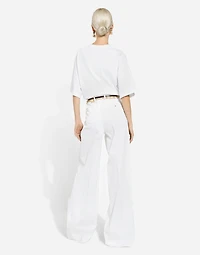 Flared cotton gabardine pants