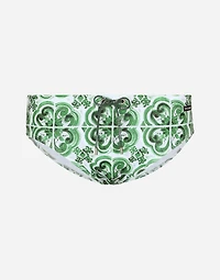 Majolica-print swim briefs with high-cut leg