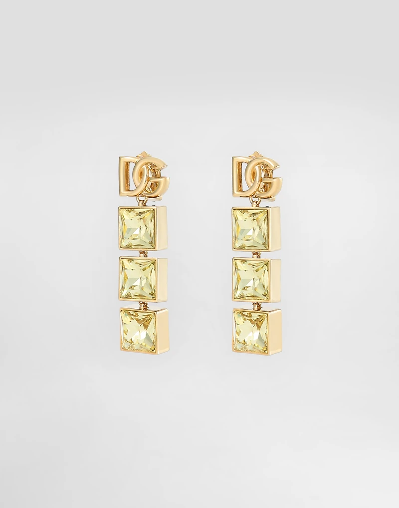 Drop earrings with DG logo and rhinestones