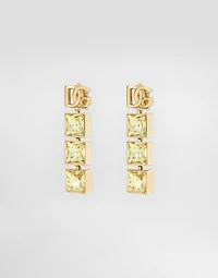 Drop earrings with DG logo and rhinestones