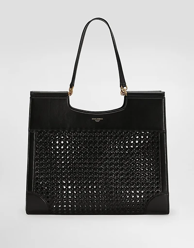 Shopping Sicily in straw and calfskin weave