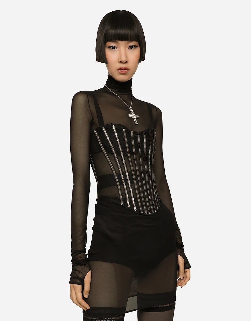 KIM DOLCE&GABBANA Tulle corset belt with boning