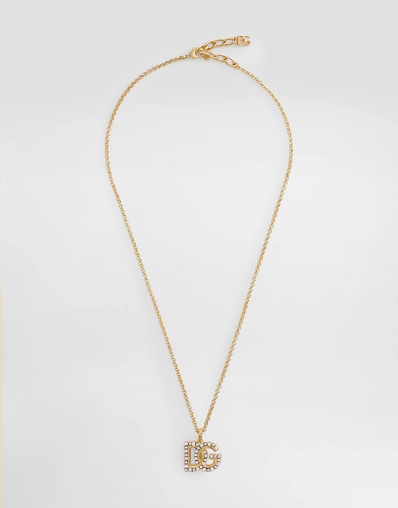 Fine link necklace with rhinestone-detailed DG logo