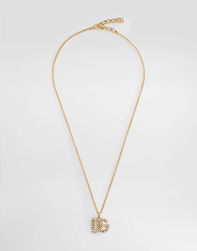 Fine link necklace with rhinestone-detailed DG logo
