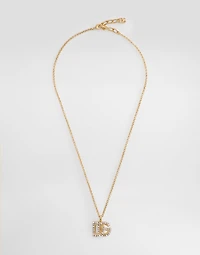 Fine link necklace with rhinestone-detailed DG logo
