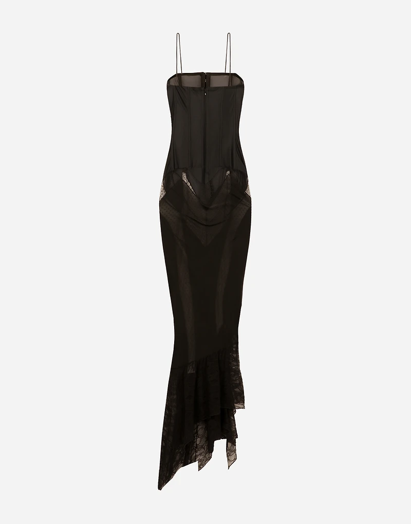 Strapless lace patchwork dress