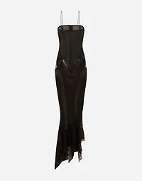 Strapless lace patchwork dress
