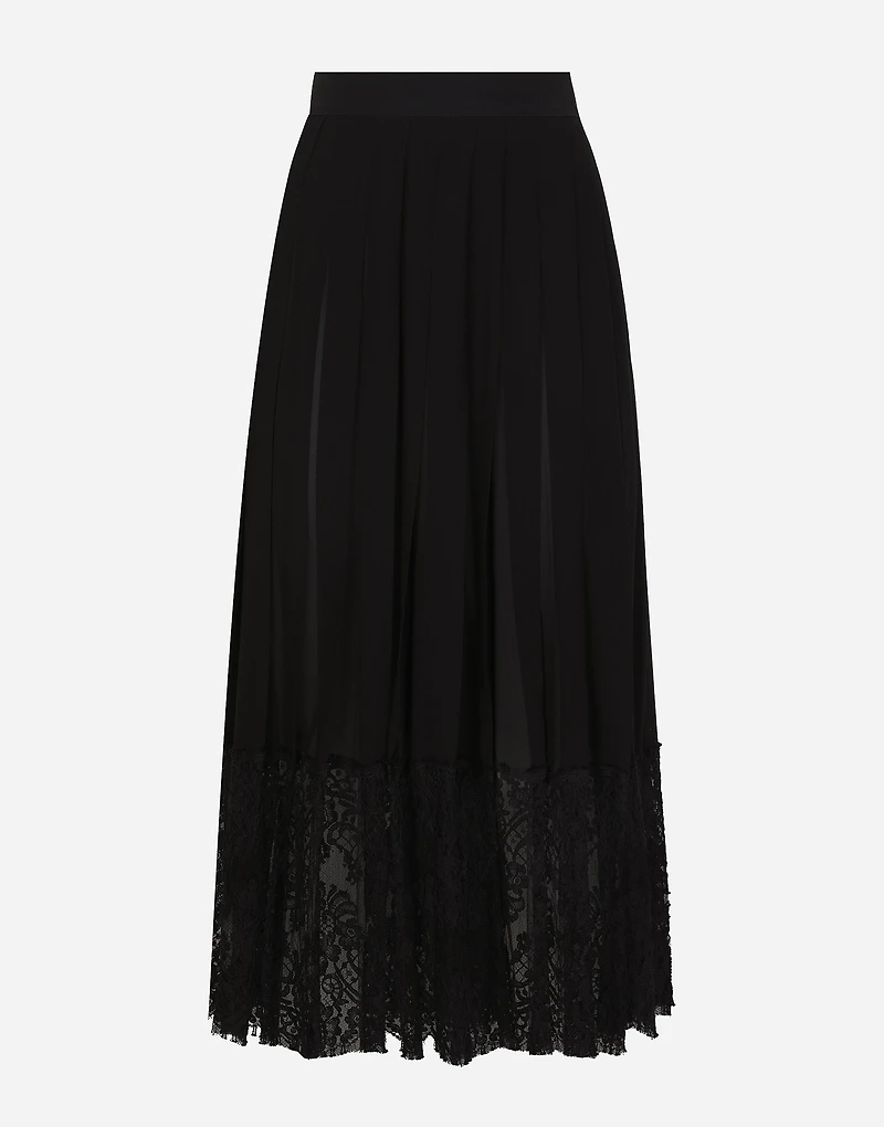 Long georgette skirt with lace edgings