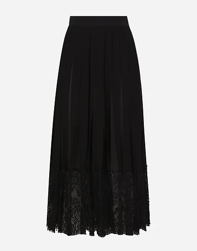 Long georgette skirt with lace edgings