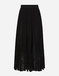 Long georgette skirt with lace edgings