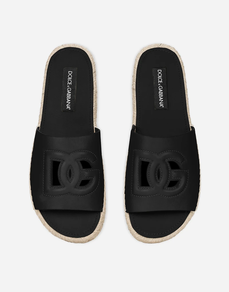 Calfskin espadrille sliders