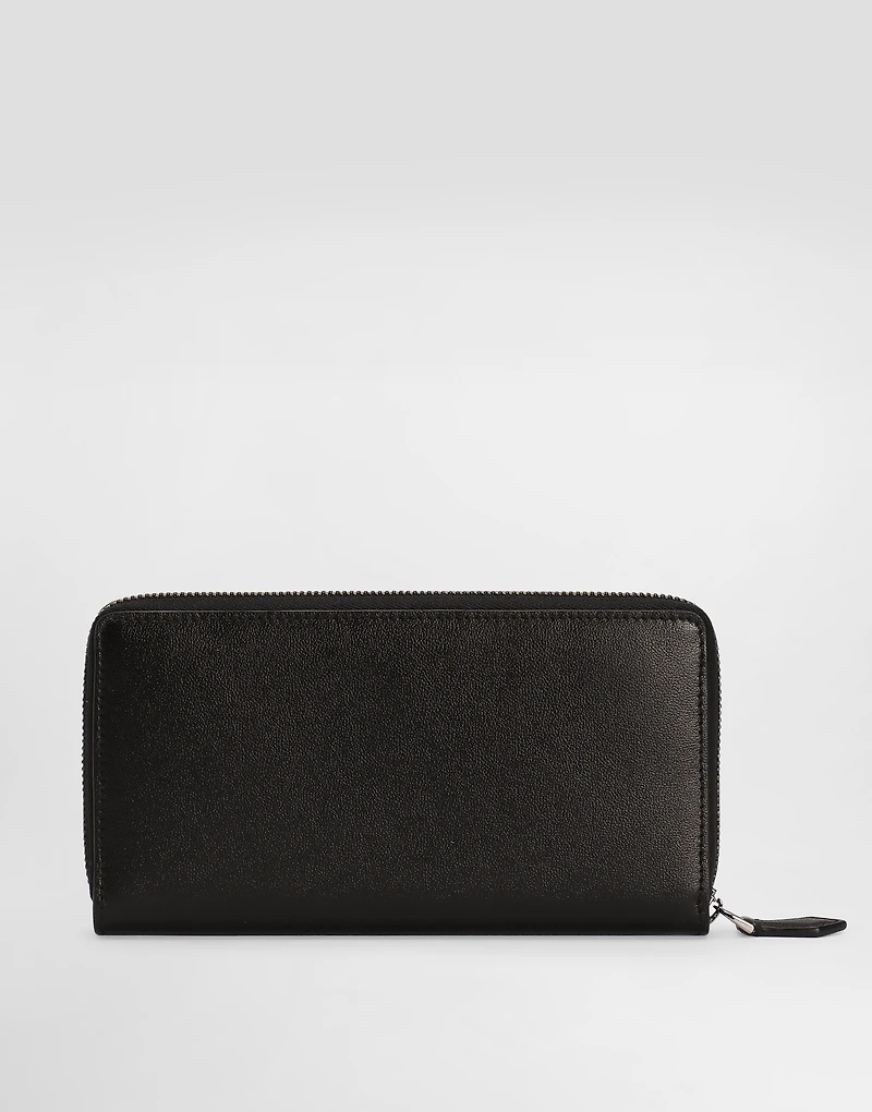 Zip-around calfskin wallet