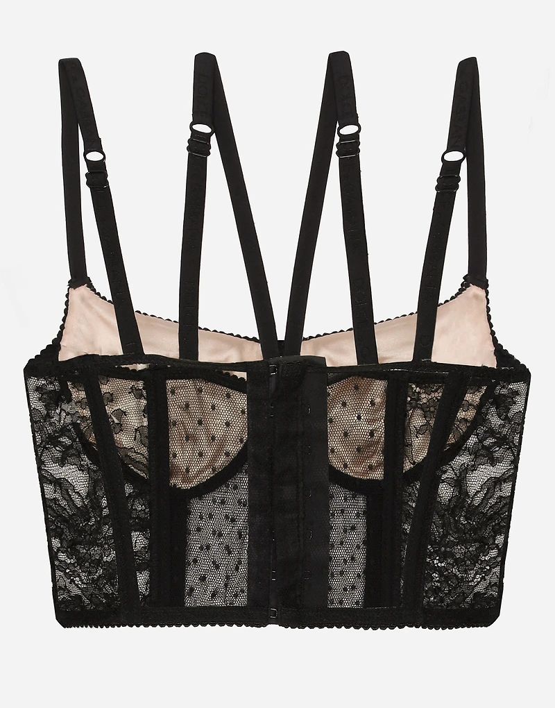 Lace lingerie bustier with straps