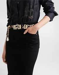 Denim midi skirt