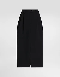 Wool calf-length pencil skirt