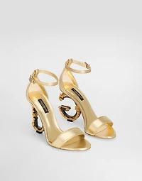 Nappa mordore sandals with baroque DG heel