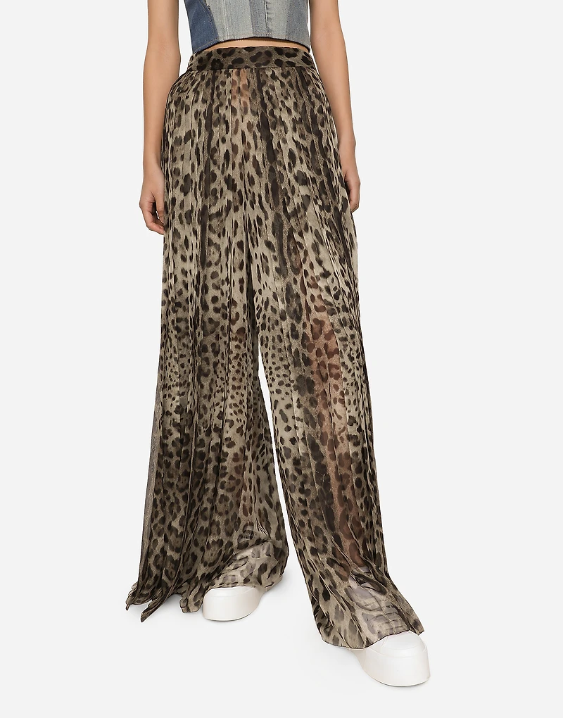 Leopard-print chiffon culottes