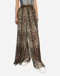 Leopard-print chiffon culottes