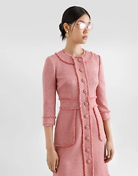 Raschel tweed A-line shirt dress