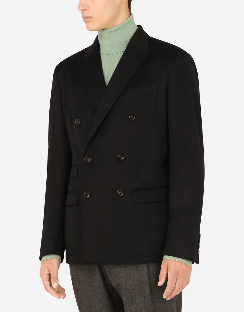 Deconstructed double-breasted cashmere jacket