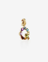 Charm Q Lettering 18-carat yellow gold and multicolored gems