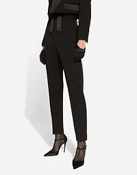 Tailored wool gabardine tuxedo pants