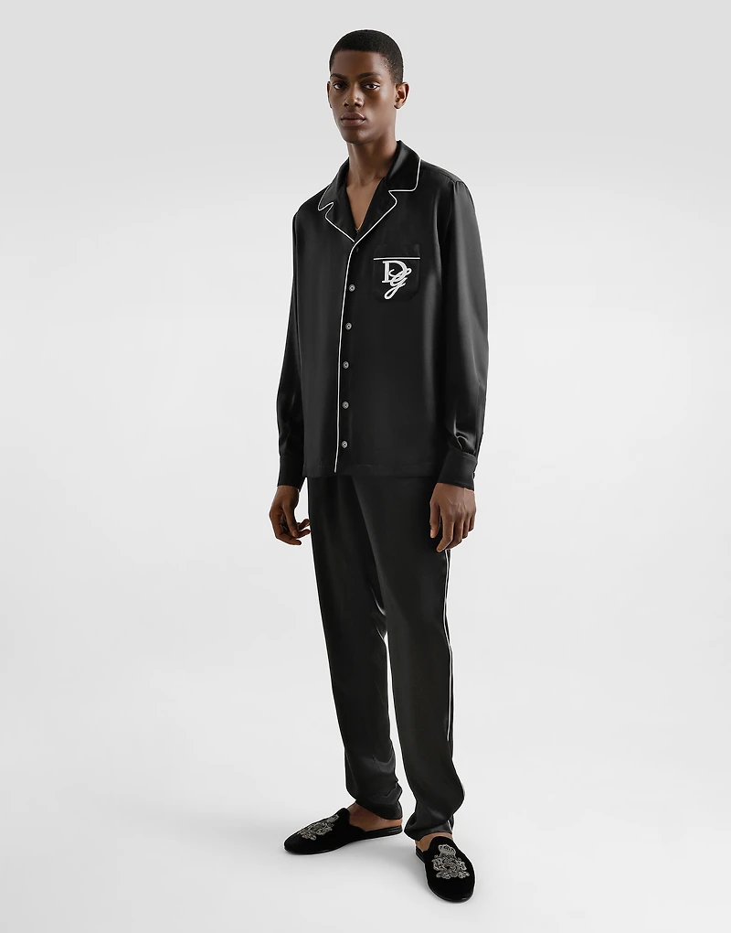 Silk vanity shirt with logo embroidery