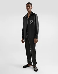 Silk vanity shirt with logo embroidery